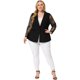 thumbnail image 3 of Blazer de talgrande pamujer, chaquede trabajo, solade muesca, encaje frontal, chaquetas Negro XL, 3 of 6