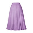 thumbnail image 3 of 2025 Trendy Summer Women's High Elastic Waist Pleated Skirt Knee Length Midi Swing A-Line Flowy Skirt Casual Comfortable, 3 of 3