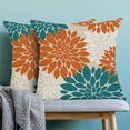 thumbnail image 2 of Fall Burnt Orange Outdoor Pillow Covers 18x18 Inch Set of 2 Aqua Teal White Dahlia Floral Decor Throw Pillows Modern Geometry Flower Decorative Cushion Cases for Sofa Couch Bed Decorations, 2 of 6