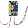 thumbnail image 2 of Compatible with Galaxy A14 5G Clear TPU Flower Pattern Case, A14 5G Case with Strap Crossbody Adjustable Neck Lanyard Case Phone Cover Designed for Samsung A14 5G 6.6 inch,Blue Flower, 2 of 7