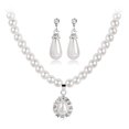 thumbnail image 1 of El elegante traje de joyas de perlas de la novia (collar y pendientes), 1 of 5