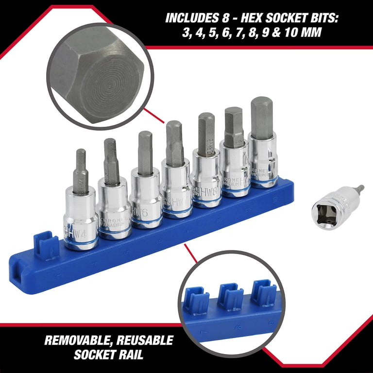 Hyper Tough 9-Piece Metric Hex Socket Set, 3/8-Inch Drive photo 4