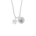 thumbnail image 2 of Delight Jewelry Silvertone Cutout Sea Turtle Silvertone Script Initial Disc - V - Charm Necklace, 20"+3", 2 of 4