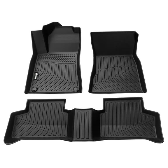 Ikon Motorsports 3D TPE Floor Mats Compatible with 2021-2025 Mercedes-Benz H247 GLA-Class, All Weather Waterproof Anti-Slip Floor Liners Front & 2nd Row Full Set Car Interior Accessories Black