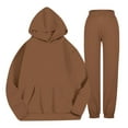 thumbnail image 2 of Fanxing Drawstring Hoodies Sweatsuits for Women Velvet Sweatshirts Casual Long Sleeve Velour Tracksuits Comfort Pullover Jogging Pants Lounge Matching Sets ChristmasBrown,S, 2 of 8