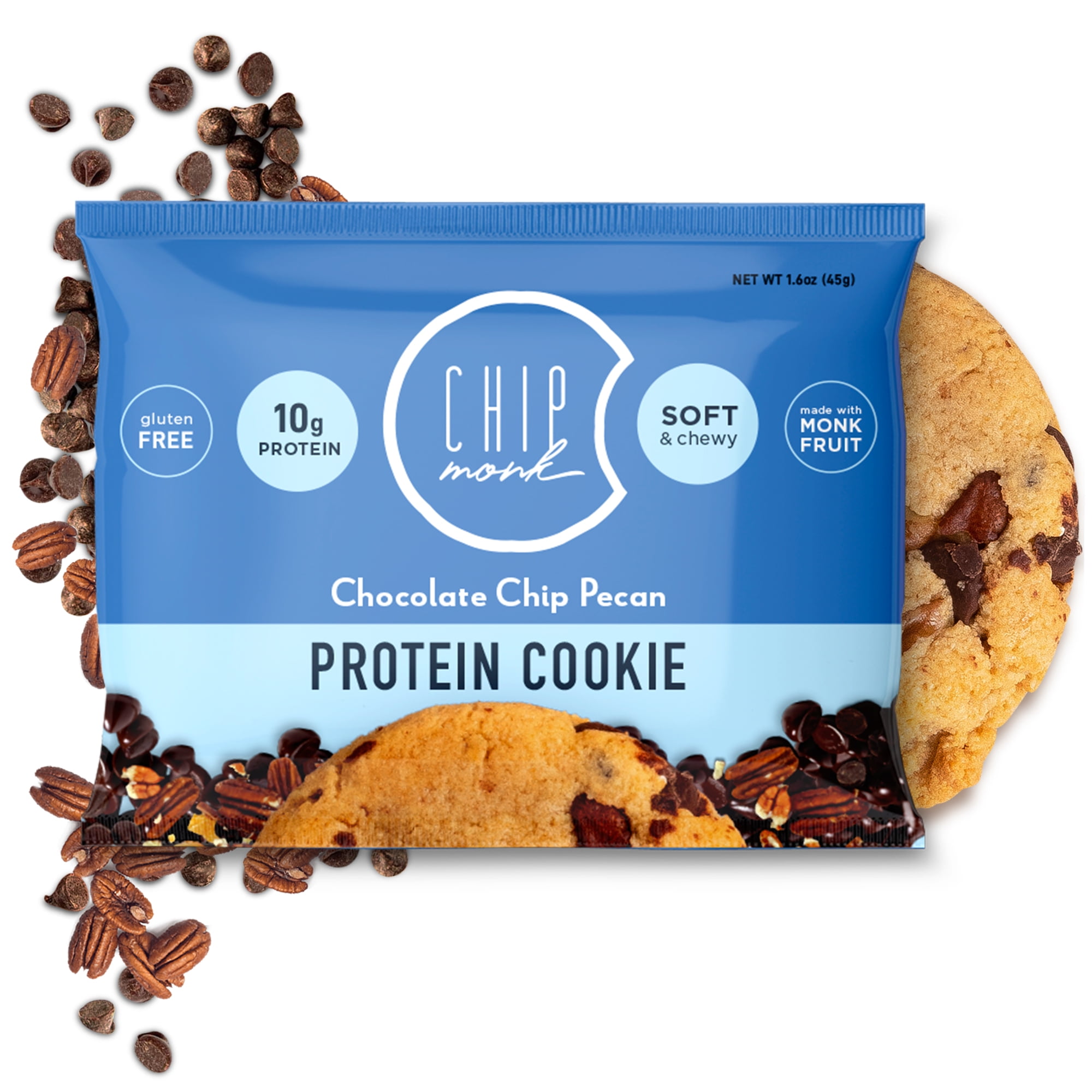 ChipMonk Baking, Chocolate Chip Pecan High Protein Cookies Low Carb