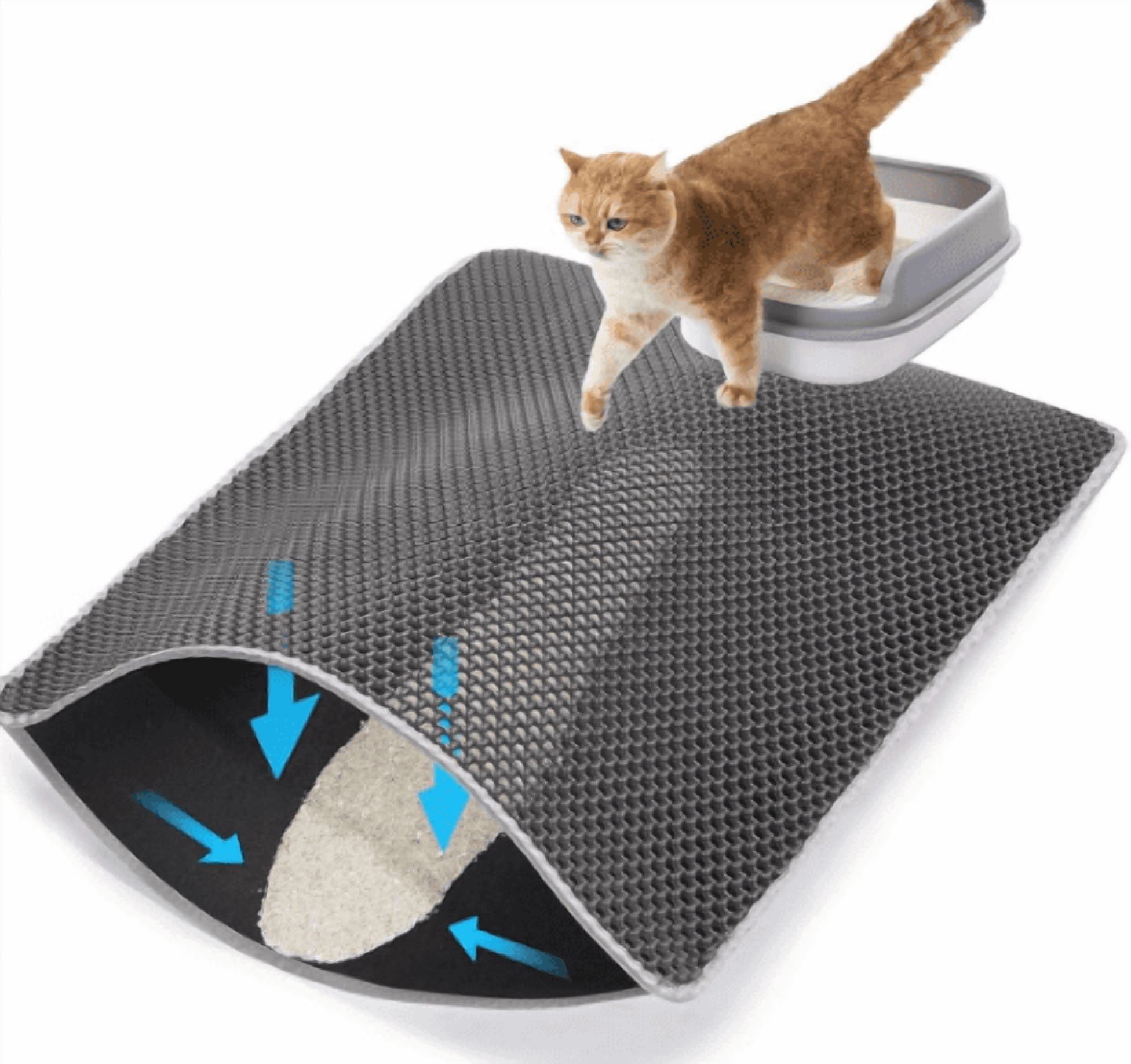 Cat Litter Mats-Extra Large 47''x36'' Litter Trapping Mat for Cat-XXL Litter box Matt for Floor-2 Layer Catcher Rug for Pet kitty Litterbox-Waterproof Urine Proof,Non-Slip