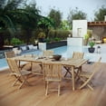 thumbnail image 2 of Modern Contemporary Urban Design Outdoor Patio Balcony Garden Furniture Side Dining Chair and Table Set, Wood, Natural, 2 of 8