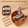 thumbnail image 3 of Bolsa de Cosméticos Multifuncional Cosmetiquera de Viaje para Multicapa Bolsa Maquillaje Portátil de Gran Capacidad y Impermeable Neceser Viaje Grande Capacidad (Marrón), 3 of 4