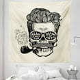 thumbnail image 1 of Indie Tapestry, Hipster Gentleman Skull with Mustache and Eyeglasses with Inscription Vintage, Fabric Wall Hanging Decor for Bedroom Living Room Dorm, 5 Sizes, Black Cream, by Ambesonne, 1 of 1