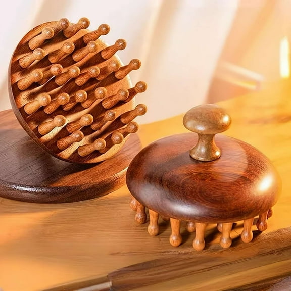 Multi-Functional Sandalwood Scalp Massager Body Comb, Natural Wood Therapy Tool for Relaxation