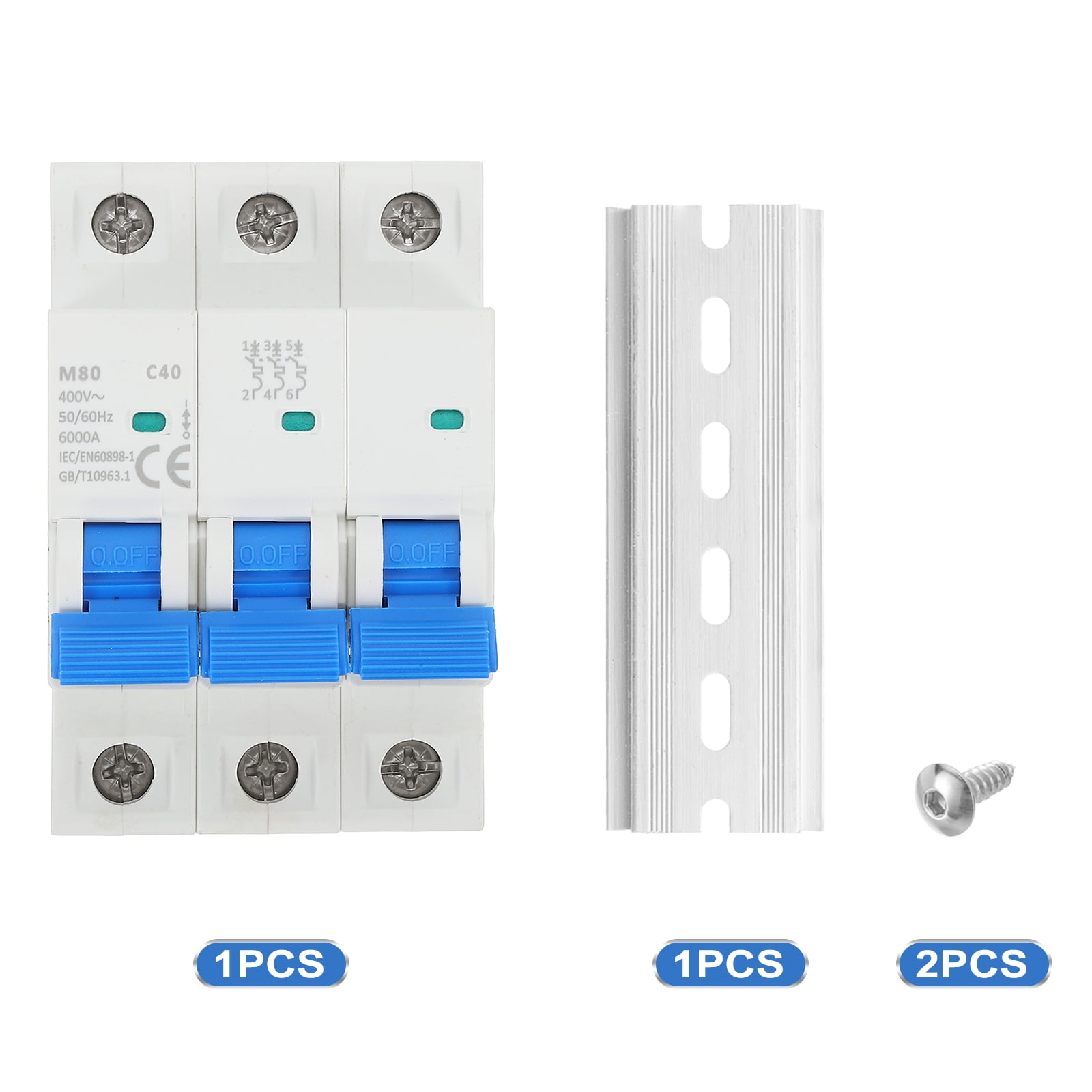 1 Pcs AC Miniature Circuit Breaker 3P 40A 400V Isolator M80AC DIN Rail Mount Disconnect Switch Circuit Breaker Protection Thermal Magnetic Trip