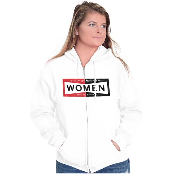 Girl Power Strong Mechanic Humor Womens Plus Size Graphic Zipper Hoodie Brisco Brands 2X