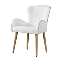 ACME Qwin Fabric Side Chair with Rounded Hump Arms in Beige and Oak (Set of 2)