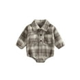 thumbnail image 4 of Baby Boy Plaid Shirt Romper 6M 12M 18M 24M Flannel Long Sleeve Oversized Tops Infant Button Down Fall Clothes, 4 of 10