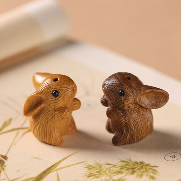GARVALON bunnies decor Wood Rabbit Charm Light Brown Hanging 1Set