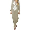 thumbnail image 2 of Pisexur Robe à Manches Courtes Col Rond Genou-Haut Mode Femmes Col en V Décontracté Imprimé Ample Confortable Robe à Manches Longues Robe Femmes, 2 of 8