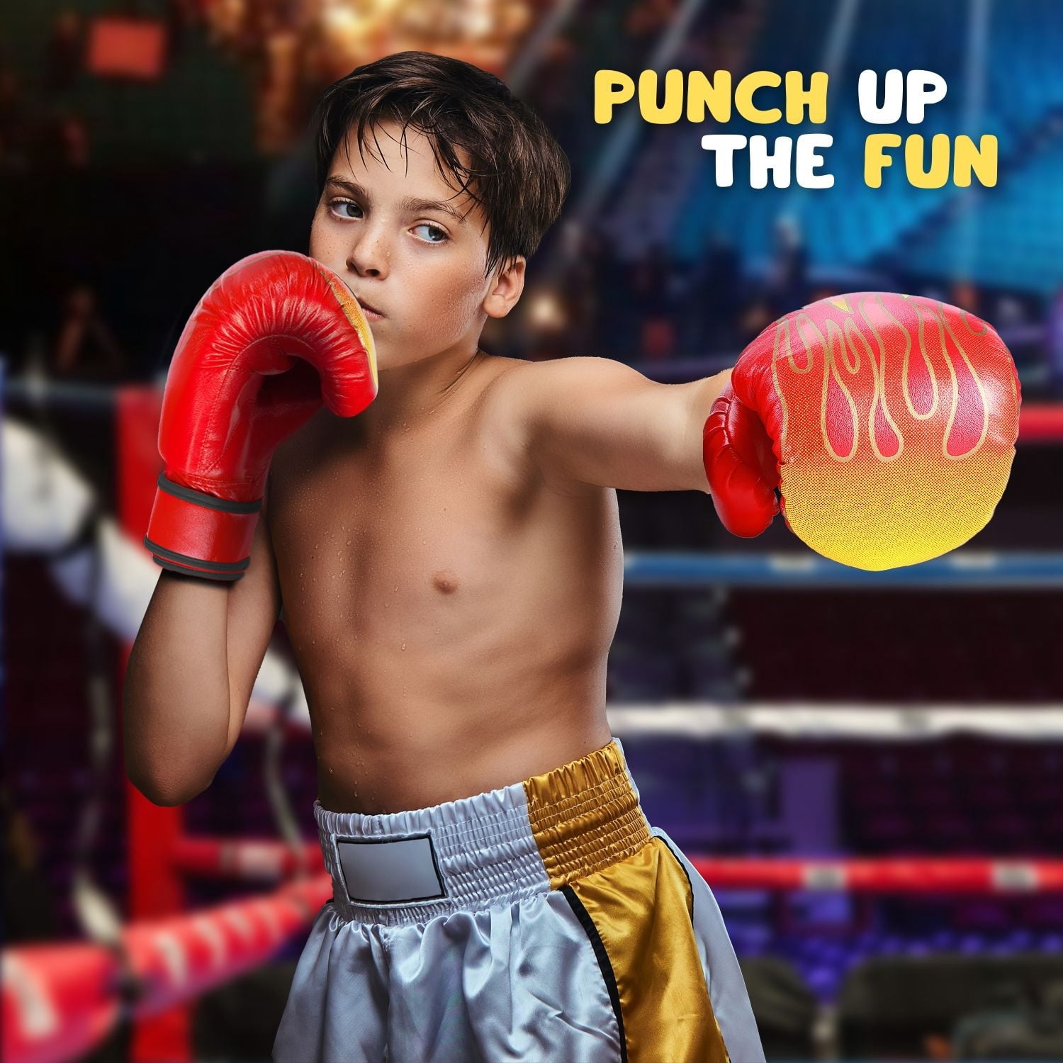 Kids Boxing Gloves For 3 to 8 Years, 4 oz Fire Red Boxing Gloves for Children Sparring Youth Boxing Gloves Junior Training Mitts Punching Bag Gloves for KickBoxing, MMA, Muay Thai, Training