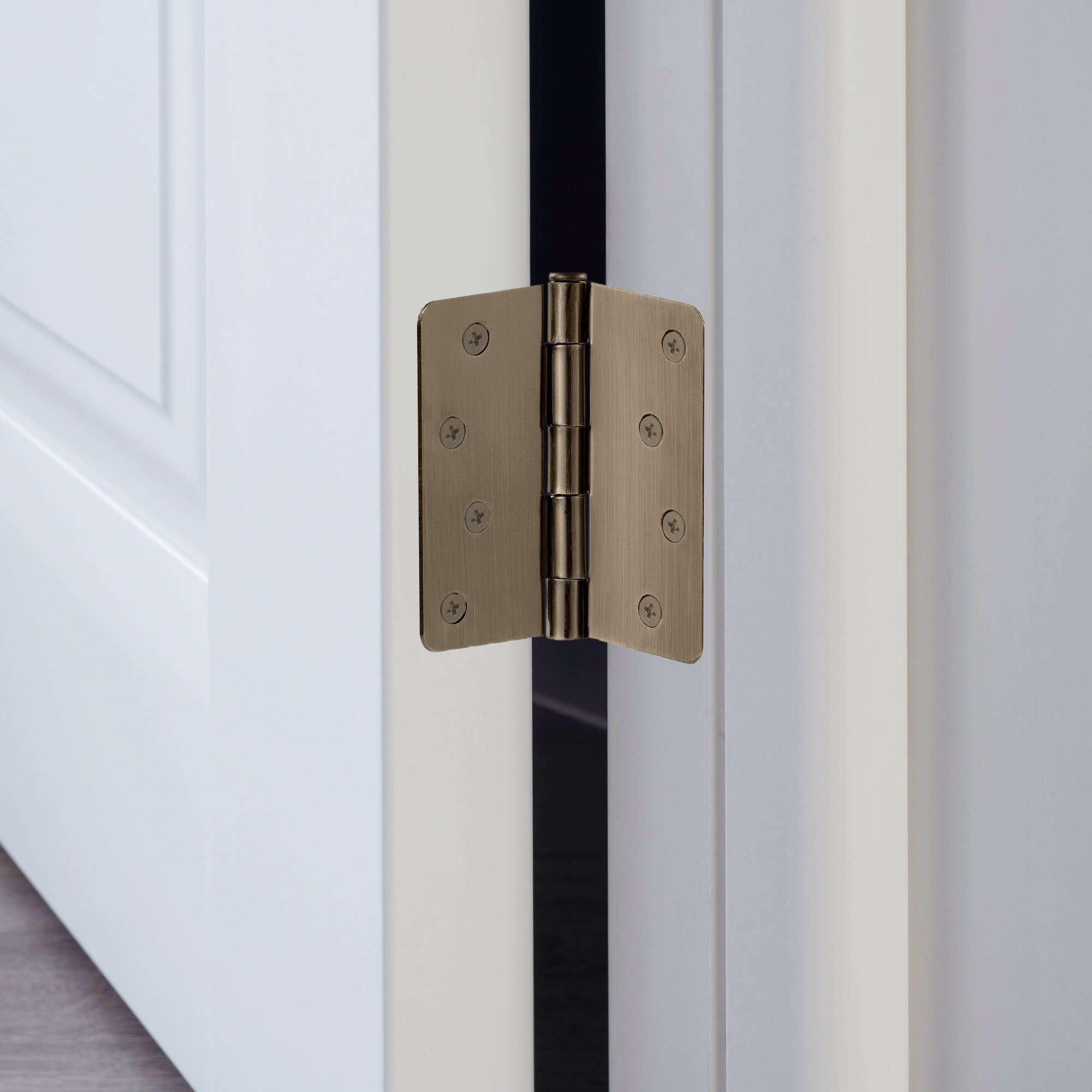 Antique Brass Steel Plain Bearing Door Hinge with Removable Pin, 4 x 4 in. 1/4 in. Radius, 3-Pack