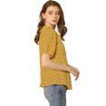 thumbnail image 4 of INSPIRE CHIC Blusa con cuello plisado y mangas abullonadas florales para mujer Mostaza XL, 4 of 6