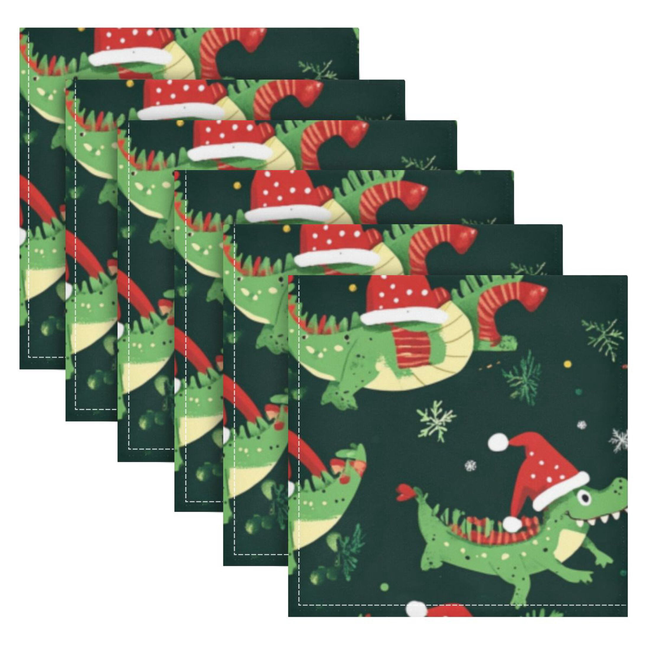 Napkin Satin Napkin 20*20Inchx6 Kitchen Towel Dinner Plate Towel Decorative Towel Napkin Tea Towel Suitable For Kitchen Table Christmas Cartoon Crocodile