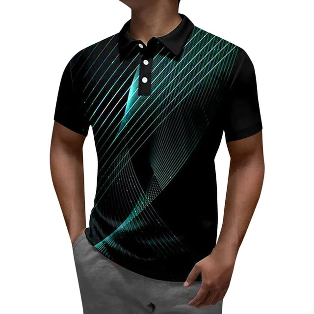 PEASKJP Golf Polo pour Hommes, Décontracté, Uni, Élégant, Performance, Col, Bleu m