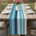 thumbnail image 5 of Teal Blue Green Table Runner, Modern Ombre Minimalism Abstract Stripes Washable Cotton Linen Table Runners 72 Inches Long, Dresser Scarf Runner for Dining/Coffee/Kitchen/TV Stands/Cabinets 13''x72'', 5 of 8
