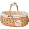 thumbnail image 1 of Cesta de mimbre Cesta de mimbre Cesta de la compra Cesta de picnic Cesta de transporte Cesta de mimbre maciza, ovalada Cesta para niños Práctica cesta de mimbre con encaje y forro textil.(A), 1 of 5