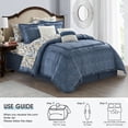 thumbnail image 6 of Lanco Bell Bottom Jacquard 10 Piece Comforter Set Blue, Bed Size Queen, Fill Polyester, Solid Color, 6 of 7
