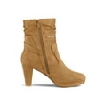 thumbnail image 3 of BLISSFUL STEP Women's Ankle Boots Faux Suede Chunky Heel Side Zipper Slouch Shaft Boots Brown 6.5, 3 of 7