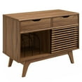 thumbnail image 1 of Modway Render Wood & Vinyl Record Display Stand with 2 Drawers in Walnut, 1 of 11