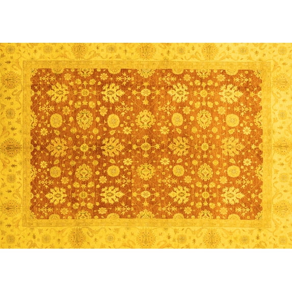 Ahgly Company Indoor Rectangle Oriental Yellow Traditional Area Rugs, 3' x 5'
