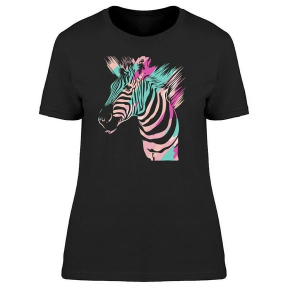 Smartprints Womens Graphic Tee - Zebra Animal Pink Blue Print - Regular Fit 100% Cotton