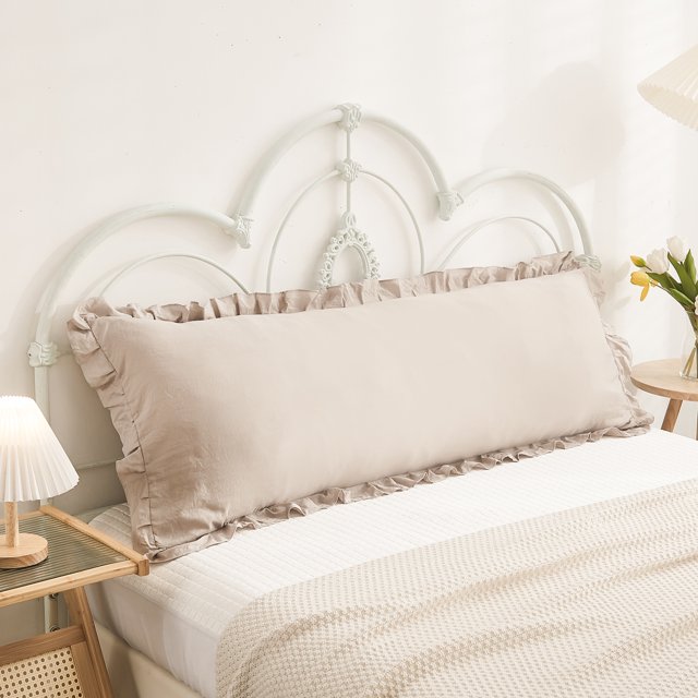 Move Over Taupe Ruffle Body Pillow Sham 20x54 inches Ruffled Fringe Pattern Body Pillowcase 100% Washed Microfiber
