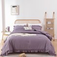thumbnail image 2 of SPRINDAY Queen Size Comforter Set For Adult, 3 Piece Ruffle Purple Comforter Sets All Season, 2 of 9