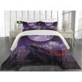 thumbnail image 2 of Ambesonne Outer Space Quilted Coverlet 3 Pcs, Moon and Asteroids, King Size, Purple Black, 2 of 4