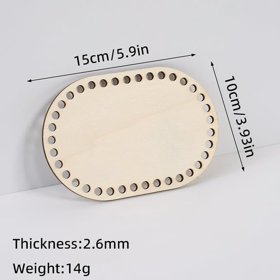 Wooden Bag Base for DIY Knitting and Crochet, Round Hollow Board with Pre-Drilled Holes, Craft Accessory for Handmade Crochet Bags, 15x10cm