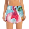thumbnail image 2 of Picia Tropical Flamingo Pool Float Pattern Women's 2 in 1 Athletic Running Shorts High Waisted Workout Casual Gym Sweat Shorts with Comfy Liner Zipper Pockets-X-Large, 2 of 9