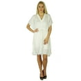 thumbnail image 3 of Bimba Women Cotton Kaftan With Pom Pom Tassels Short Caftan Beach Coverup, 3 of 4