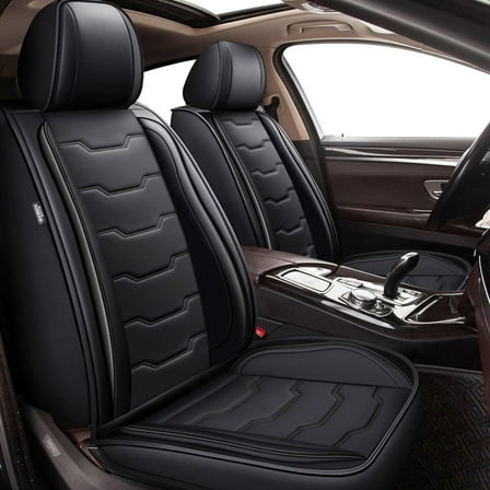 AOMSAZTO Fit for Nissan Rogue 2010-2024 Car Seat Cover 5-seat Faux Leather Full Set Compatible Airbag(Black）