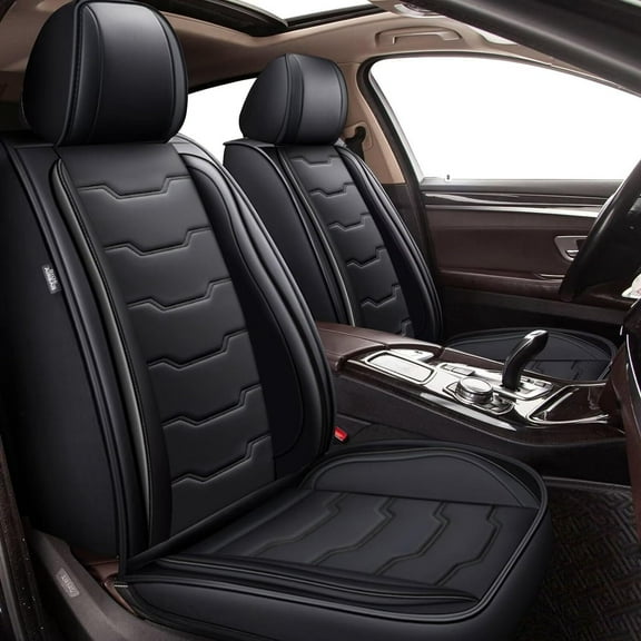 AOMSAZTO Fit for Toyota RAV4 2013-2018 Car Seat Cover 5-seat Faux Leather Full Set Compatible Airbag(Black）