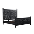 thumbnail image 2 of Taran Designs Monte Floral Carved Solid Wood King Panel Bed in Black, 2 of 6