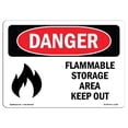 thumbnail image 1 of SignMission OS-DS-A-710-L-1256 7 x 10 in. OSHA Danger Sign - Flammable Storage Area Keep Out, 1 of 1