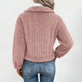 thumbnail image 3 of Women's Double Sided Fleece Jacket, Button Down Collar Long Sleeve Coat, Drop Shoulder Warm Jacket, Loose Fit Winter Top, Casual Fleece Outerwear, Plush Button Up Jacket Pink XL, 3 of 8