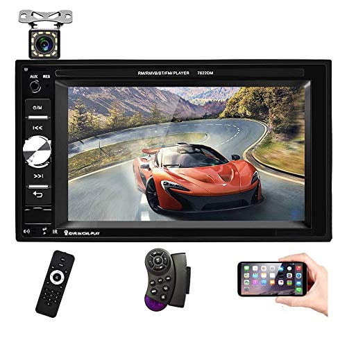 Car Multimedia Player Universal Double Din Car Stereo Bluetooth 6.2 Touch Screen Car Radio in Dash Support Rear View Backup Camera Mirror Link SWC TF USB FM AUX DVR MP5 Player 