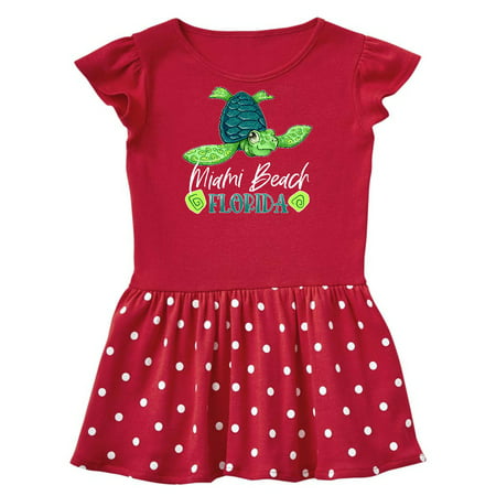 

Inktastic Miami Beach Florida Happy Sea Turtle Gift Toddler Girl Dress