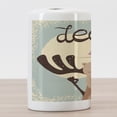 thumbnail image 3 of Deer Hunting Ceramic Toothbrush Holder, Cutsy Cartoon of Reindeer and Singing Bird Illustration, Decorative Versatile Countertop for Bathroom, 4.5" X 2.7", Pale Seafoam Brown, 3 of 4