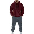 thumbnail image 2 of MLQIDK Mens Big and Tall Workout Gym 2 Piece Set Winter Track Suits Fleece Hoodie and Cargo Sweatpants Sport Tracksuits Athletic Jogging Suit Lounge Outfit Light Gray S, 2 of 5
