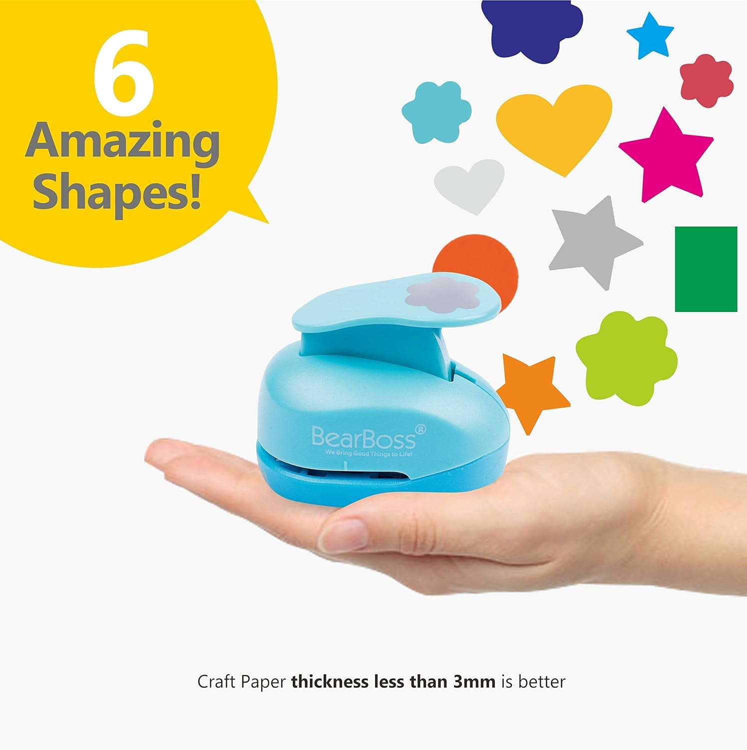 6 Craft Hole Punch Shapes 1 Inch Paper Punches for Crafting Handmade Scrapbooking Punches Mix Shapes Designs for Kindergarten Teacher Office Supplies by