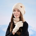 thumbnail image 2 of Bibifish 3 PCS Scarf Hat Glove Sets For Women Winter Neck Warmer Hats And Gloves Soft Thermal Knitted Lined Ladeis Scarf Hat Glove Sets, 2 of 4
